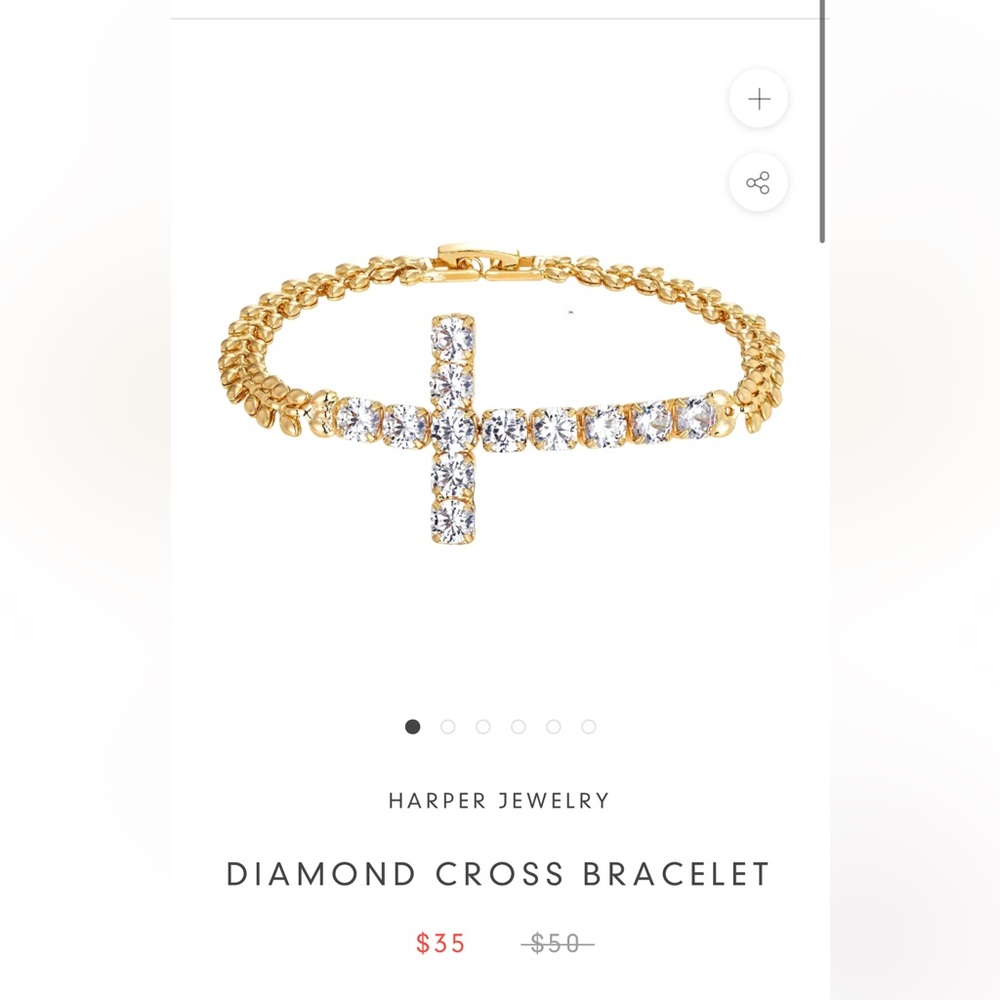 Harper Gold-Tone Bracelet with Crystal Cross